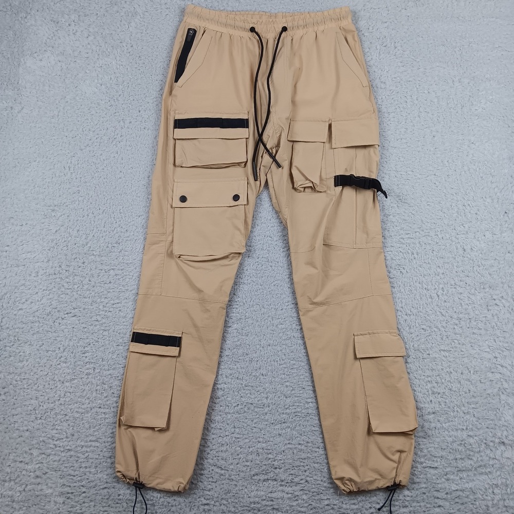 American Stitch Cargo Pants Men L Tan Multi-Pocket Techwear Utility Jogger